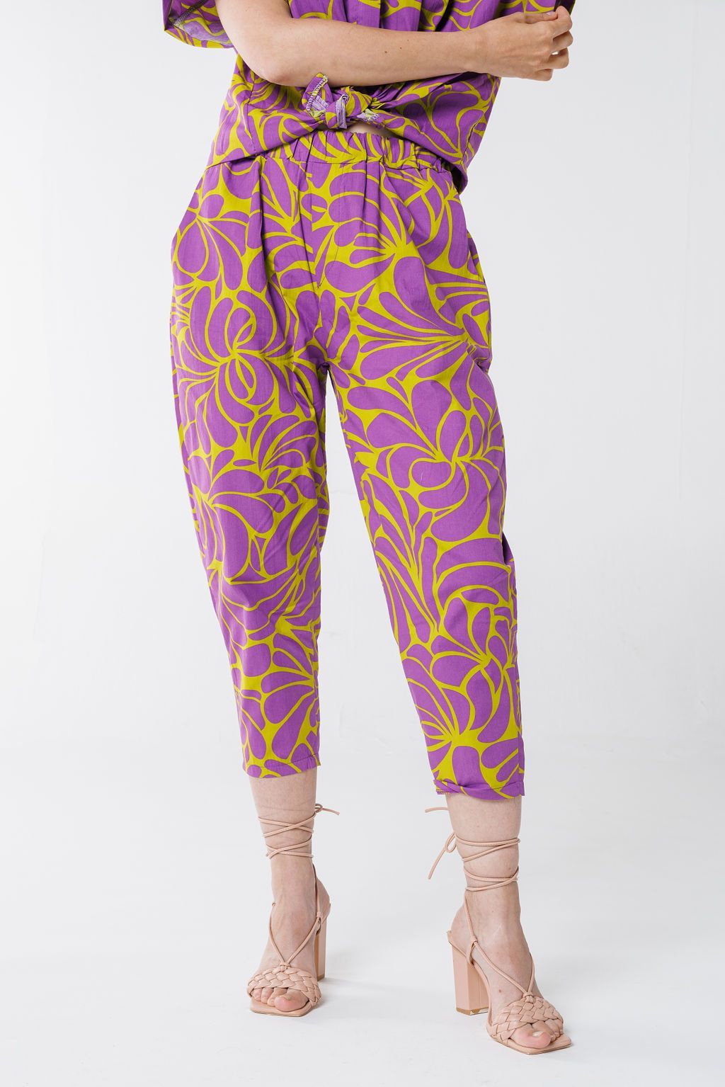 Cotton pants with elastic waist